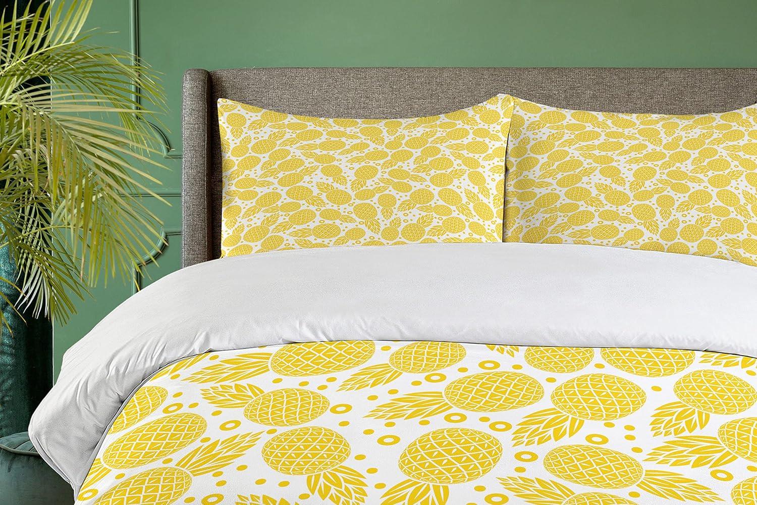 imageAmbesonne Valentines Day Duvet Cover Set Love Tree with Heart Romance Fruits Leaves Forest Couple Art Decorative 3 Piece Bedding Set with 2 Pillow Shams King Size Vermilion BlackWhite and Yellow