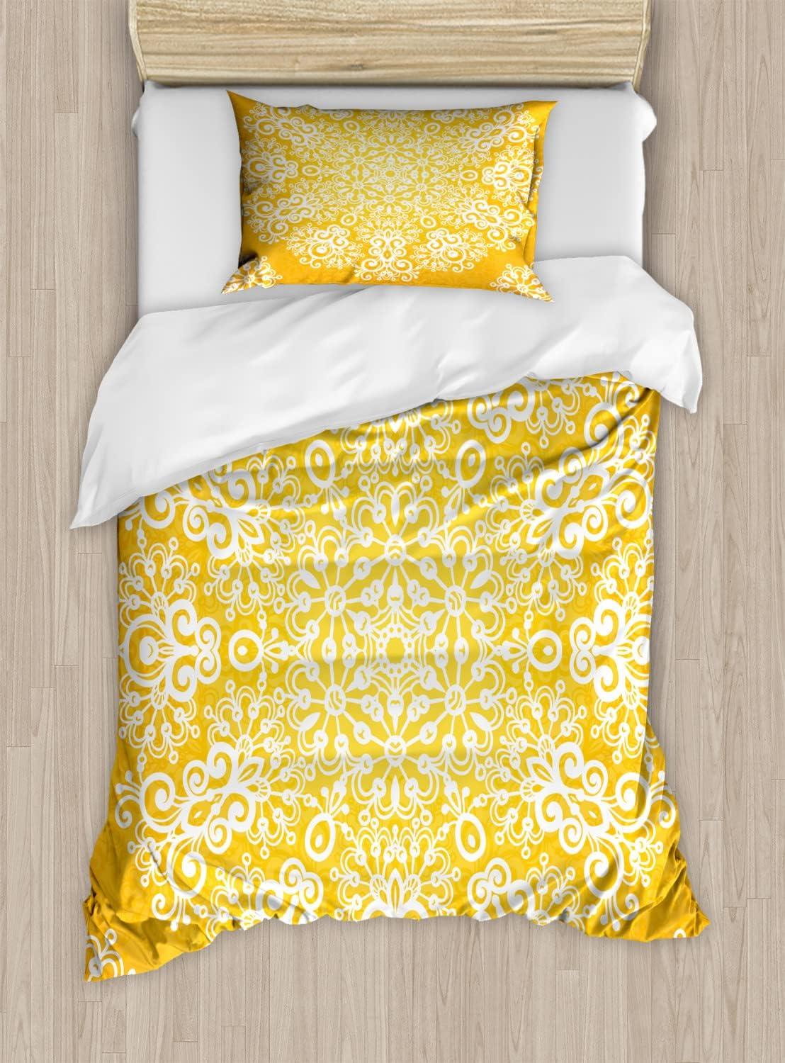 imageAmbesonne Valentines Day Duvet Cover Set Love Tree with Heart Romance Fruits Leaves Forest Couple Art Decorative 3 Piece Bedding Set with 2 Pillow Shams King Size Vermilion BlackYellow and White
