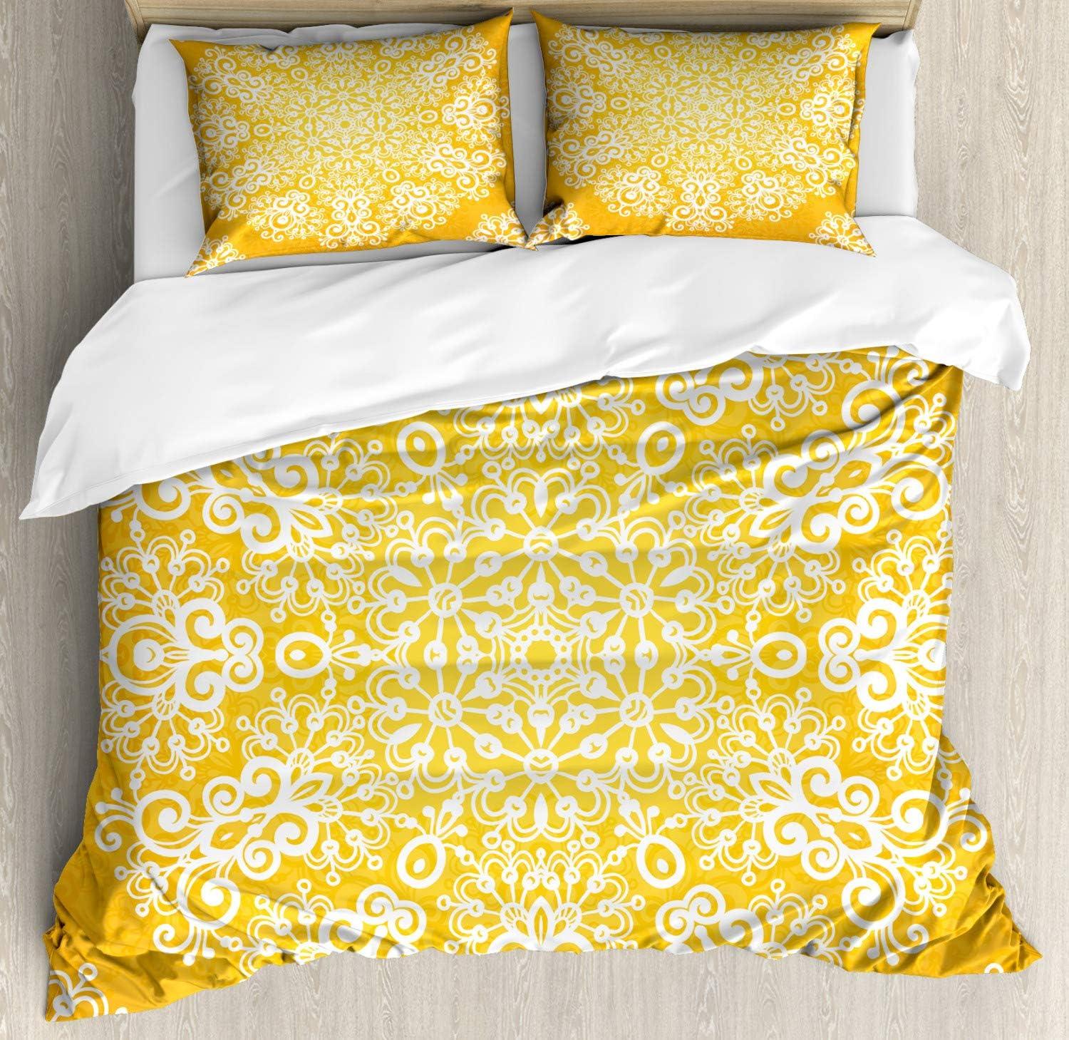 imageAmbesonne Valentines Day Duvet Cover Set Love Tree with Heart Romance Fruits Leaves Forest Couple Art Decorative 3 Piece Bedding Set with 2 Pillow Shams King Size Vermilion BlackYellow and White