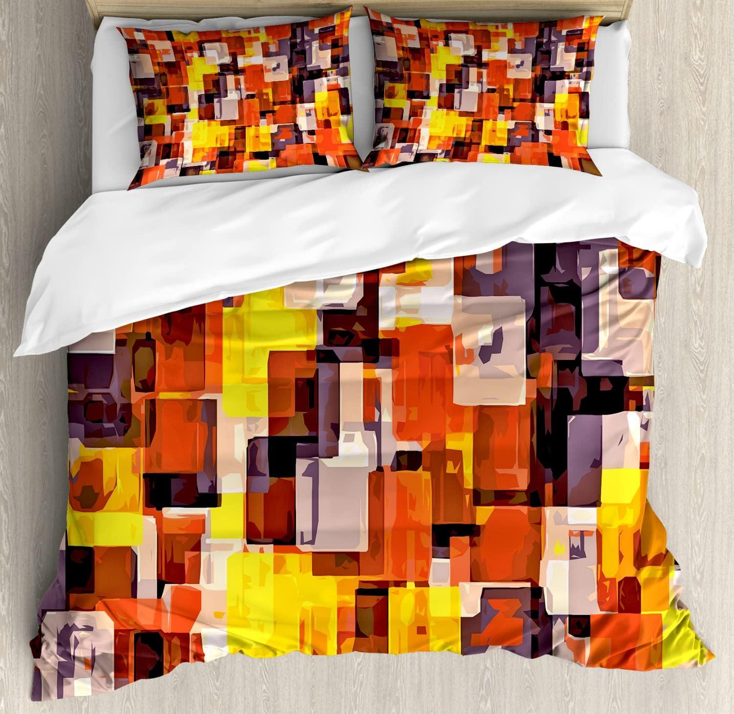 imageAmbesonne Valentines Day Duvet Cover Set Love Tree with Heart Romance Fruits Leaves Forest Couple Art Decorative 3 Piece Bedding Set with 2 Pillow Shams King Size Vermilion BlackOrange Yellow and White