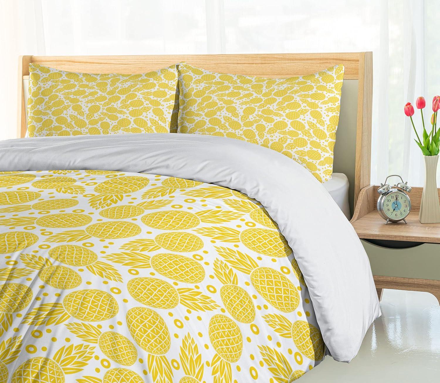 imageAmbesonne Valentines Day Duvet Cover Set Love Tree with Heart Romance Fruits Leaves Forest Couple Art Decorative 3 Piece Bedding Set with 2 Pillow Shams King Size Vermilion BlackWhite and Yellow