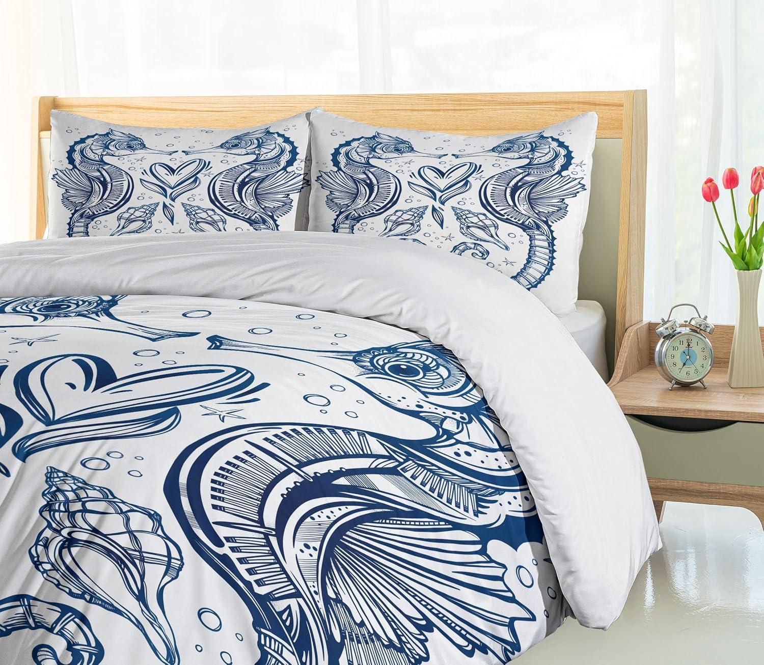 imageAmbesonne Valentines Day Duvet Cover Set Love Tree with Heart Romance Fruits Leaves Forest Couple Art Decorative 3 Piece Bedding Set with 2 Pillow Shams King Size Vermilion BlackRoyal Blue