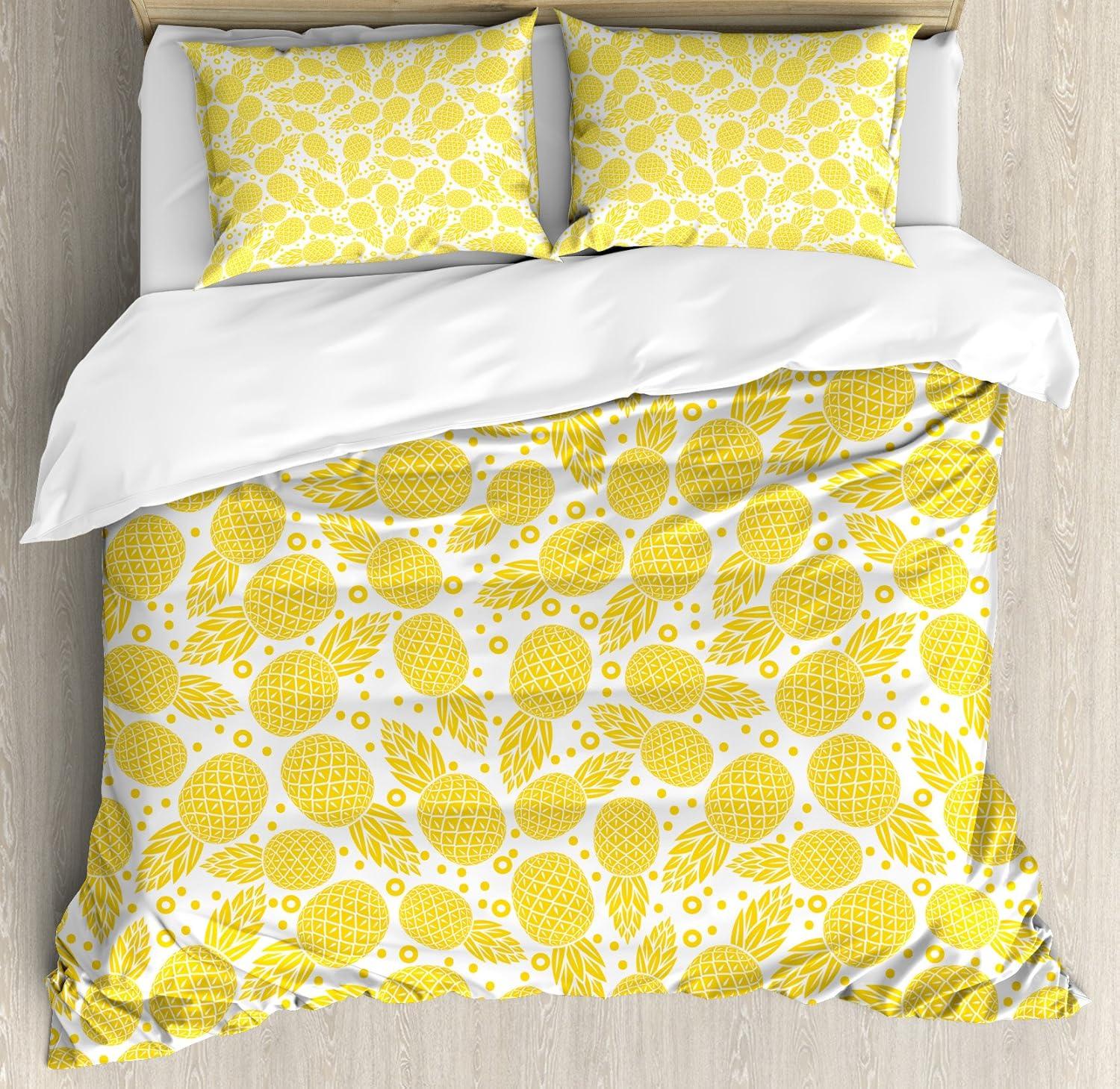imageAmbesonne Valentines Day Duvet Cover Set Love Tree with Heart Romance Fruits Leaves Forest Couple Art Decorative 3 Piece Bedding Set with 2 Pillow Shams King Size Vermilion BlackWhite and Yellow