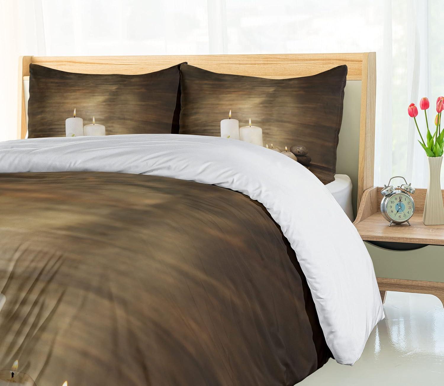 imageAmbesonne Valentines Day Duvet Cover Set Love Tree with Heart Romance Fruits Leaves Forest Couple Art Decorative 3 Piece Bedding Set with 2 Pillow Shams King Size Vermilion BlackBrown and White