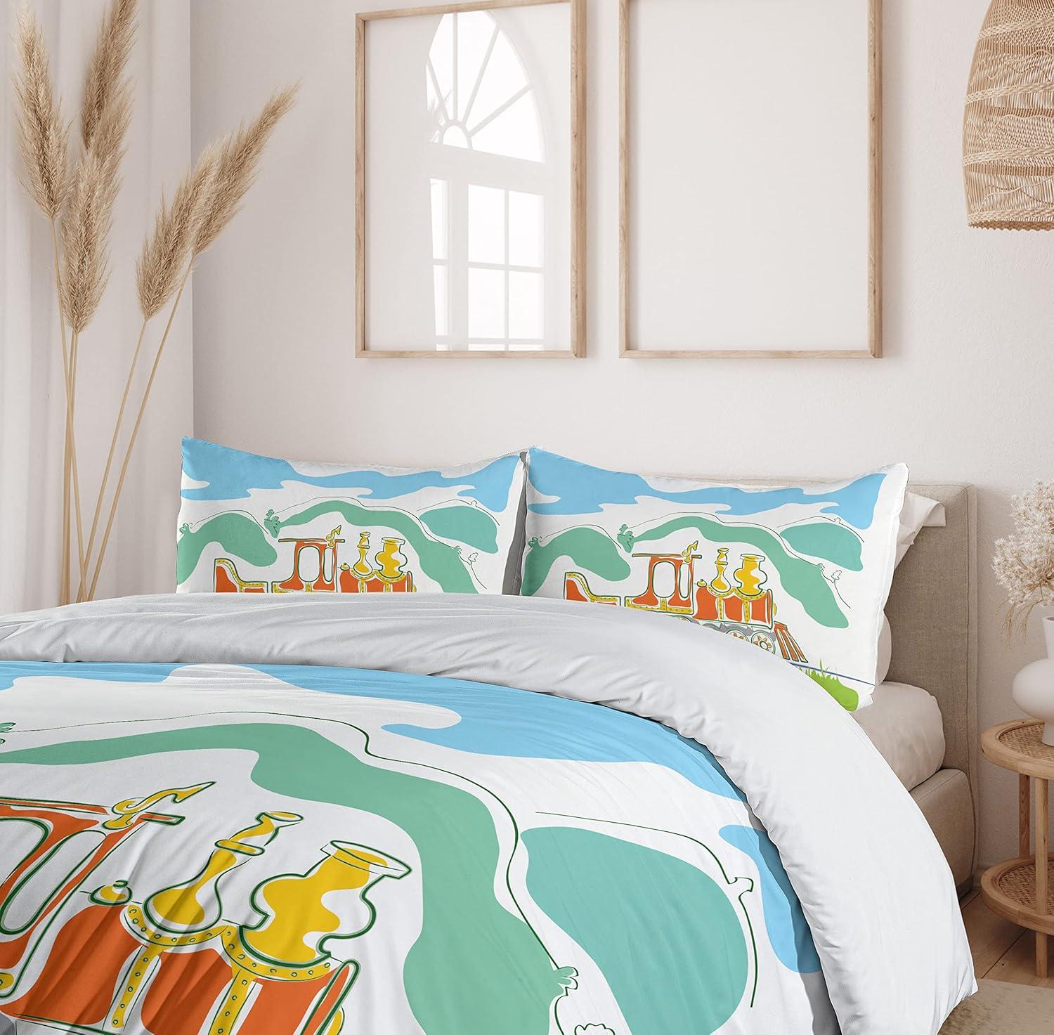 imageAmbesonne Valentines Day Duvet Cover Set Love Tree with Heart Romance Fruits Leaves Forest Couple Art Decorative 3 Piece Bedding Set with 2 Pillow Shams King Size Vermilion BlackGreen Blue Orange