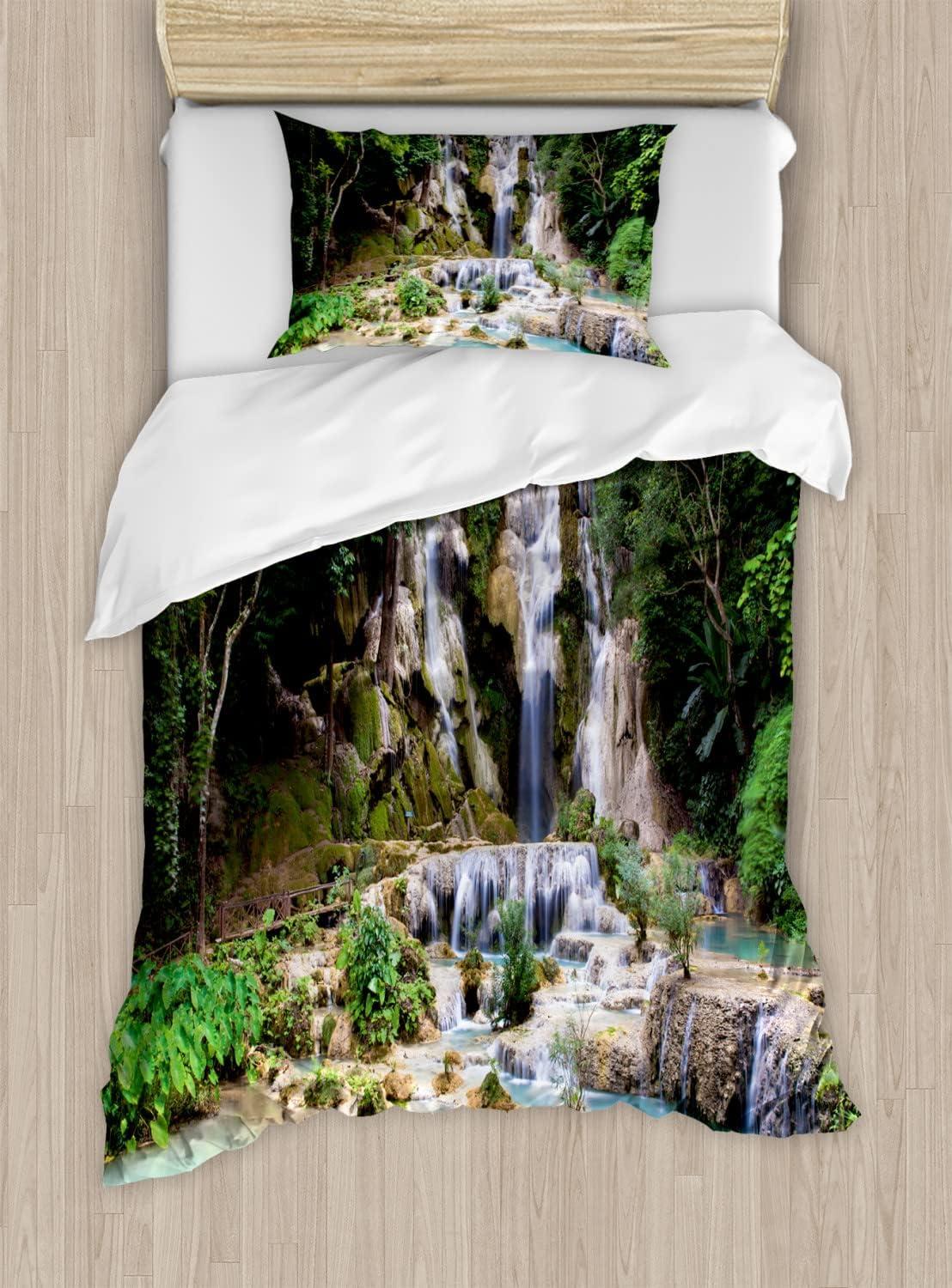 imageAmbesonne Valentines Day Duvet Cover Set Love Tree with Heart Romance Fruits Leaves Forest Couple Art Decorative 3 Piece Bedding Set with 2 Pillow Shams King Size Vermilion BlackBlue and Green