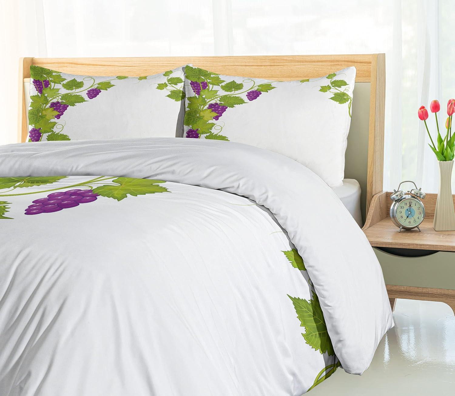 imageAmbesonne Valentines Day Duvet Cover Set Love Tree with Heart Romance Fruits Leaves Forest Couple Art Decorative 3 Piece Bedding Set with 2 Pillow Shams King Size Vermilion BlackViolet Green