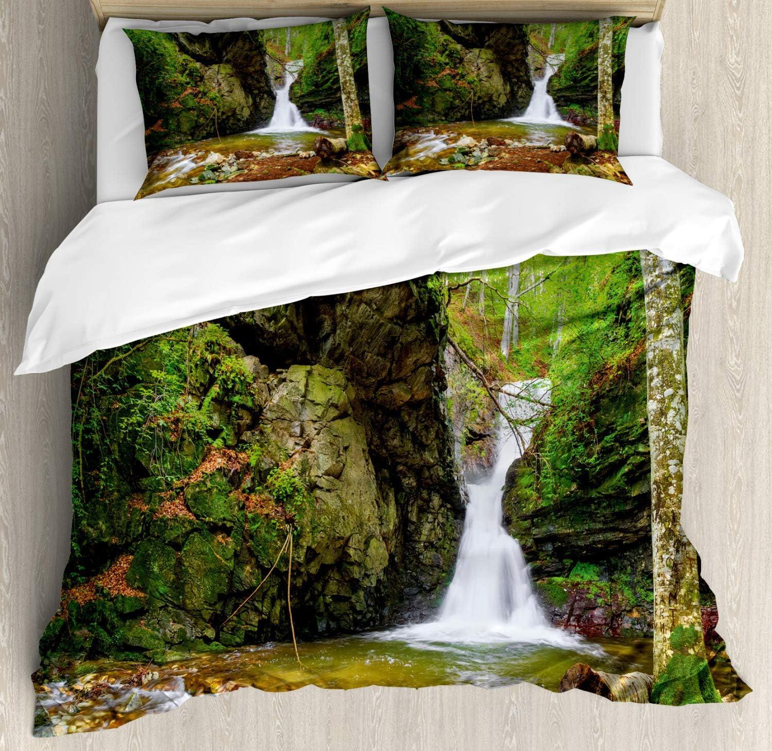 imageAmbesonne Valentines Day Duvet Cover Set Love Tree with Heart Romance Fruits Leaves Forest Couple Art Decorative 3 Piece Bedding Set with 2 Pillow Shams King Size Vermilion BlackGreen and White