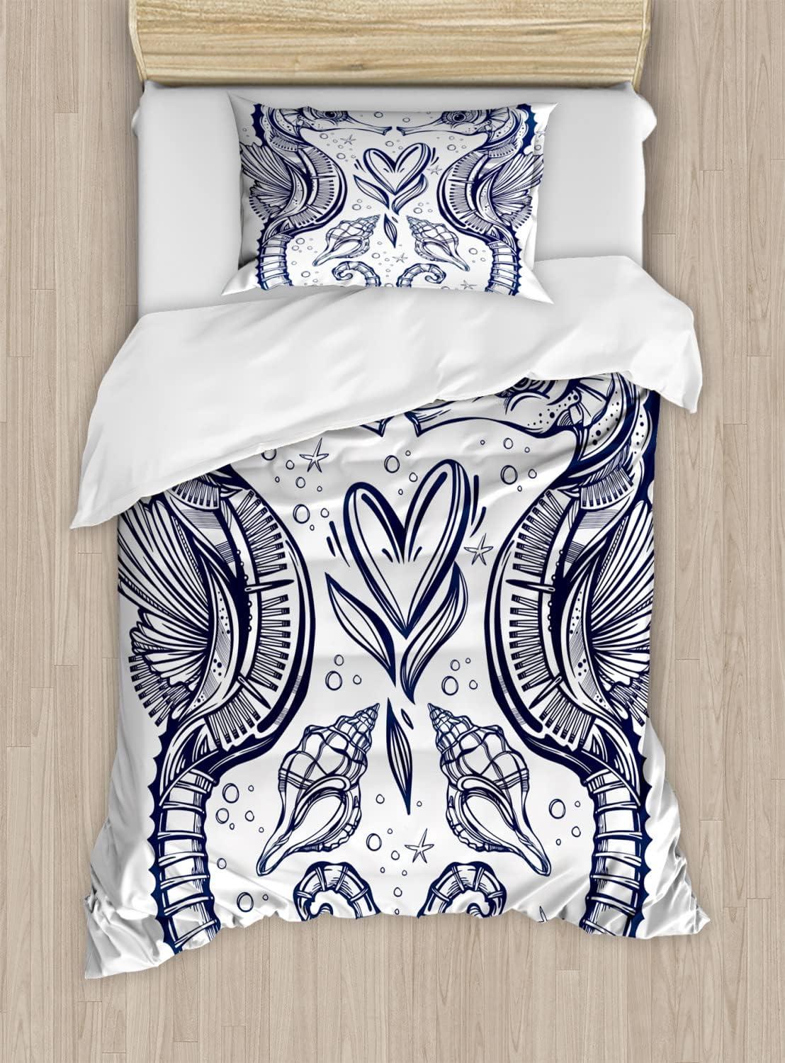 imageAmbesonne Valentines Day Duvet Cover Set Love Tree with Heart Romance Fruits Leaves Forest Couple Art Decorative 3 Piece Bedding Set with 2 Pillow Shams King Size Vermilion BlackRoyal Blue
