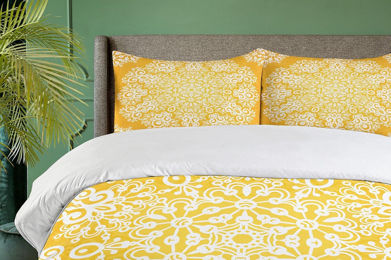 imageAmbesonne Valentines Day Duvet Cover Set Love Tree with Heart Romance Fruits Leaves Forest Couple Art Decorative 3 Piece Bedding Set with 2 Pillow Shams King Size Vermilion BlackYellow and White