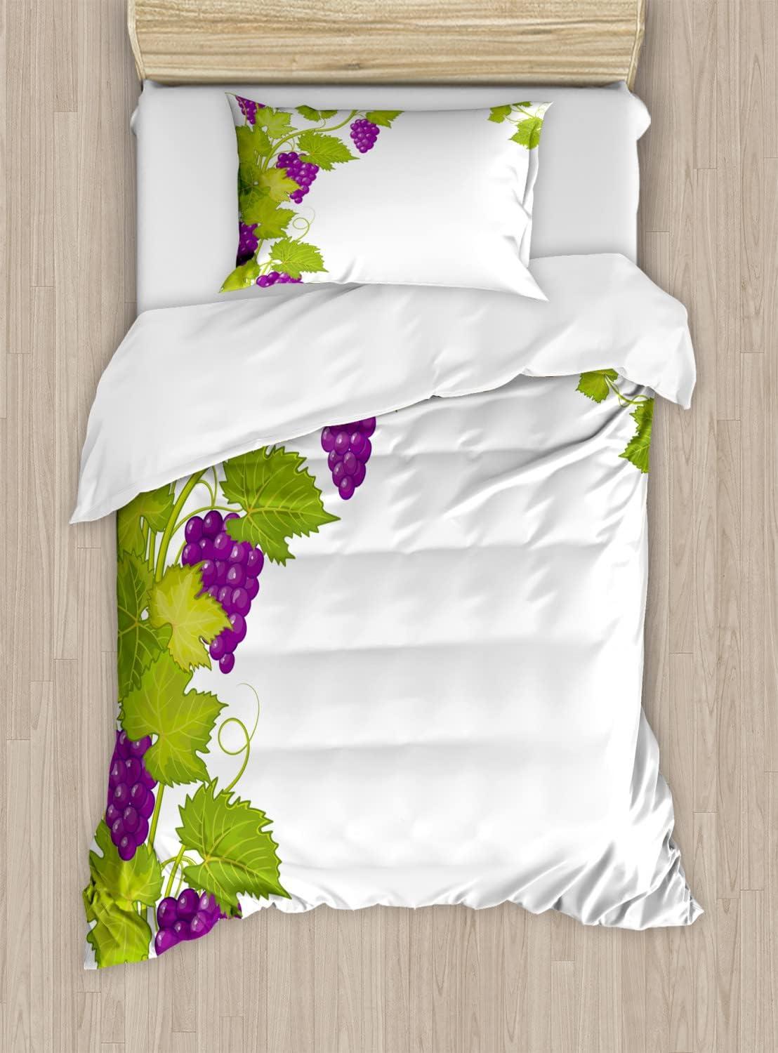 imageAmbesonne Valentines Day Duvet Cover Set Love Tree with Heart Romance Fruits Leaves Forest Couple Art Decorative 3 Piece Bedding Set with 2 Pillow Shams King Size Vermilion BlackViolet Green