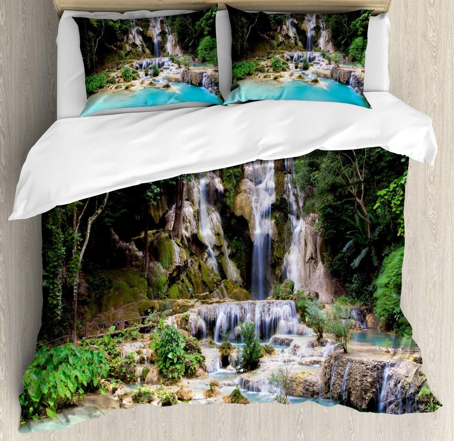 imageAmbesonne Valentines Day Duvet Cover Set Love Tree with Heart Romance Fruits Leaves Forest Couple Art Decorative 3 Piece Bedding Set with 2 Pillow Shams King Size Vermilion BlackBlue and Green
