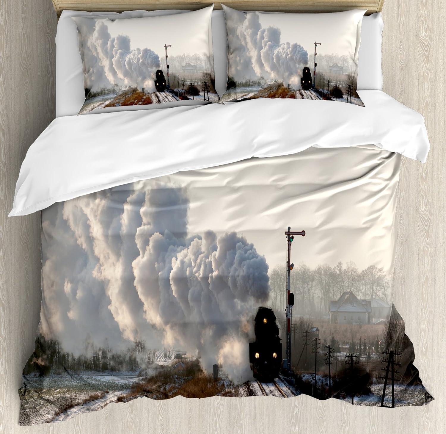 imageAmbesonne Valentines Day Duvet Cover Set Love Tree with Heart Romance Fruits Leaves Forest Couple Art Decorative 3 Piece Bedding Set with 2 Pillow Shams King Size Vermilion BlackPale Grey