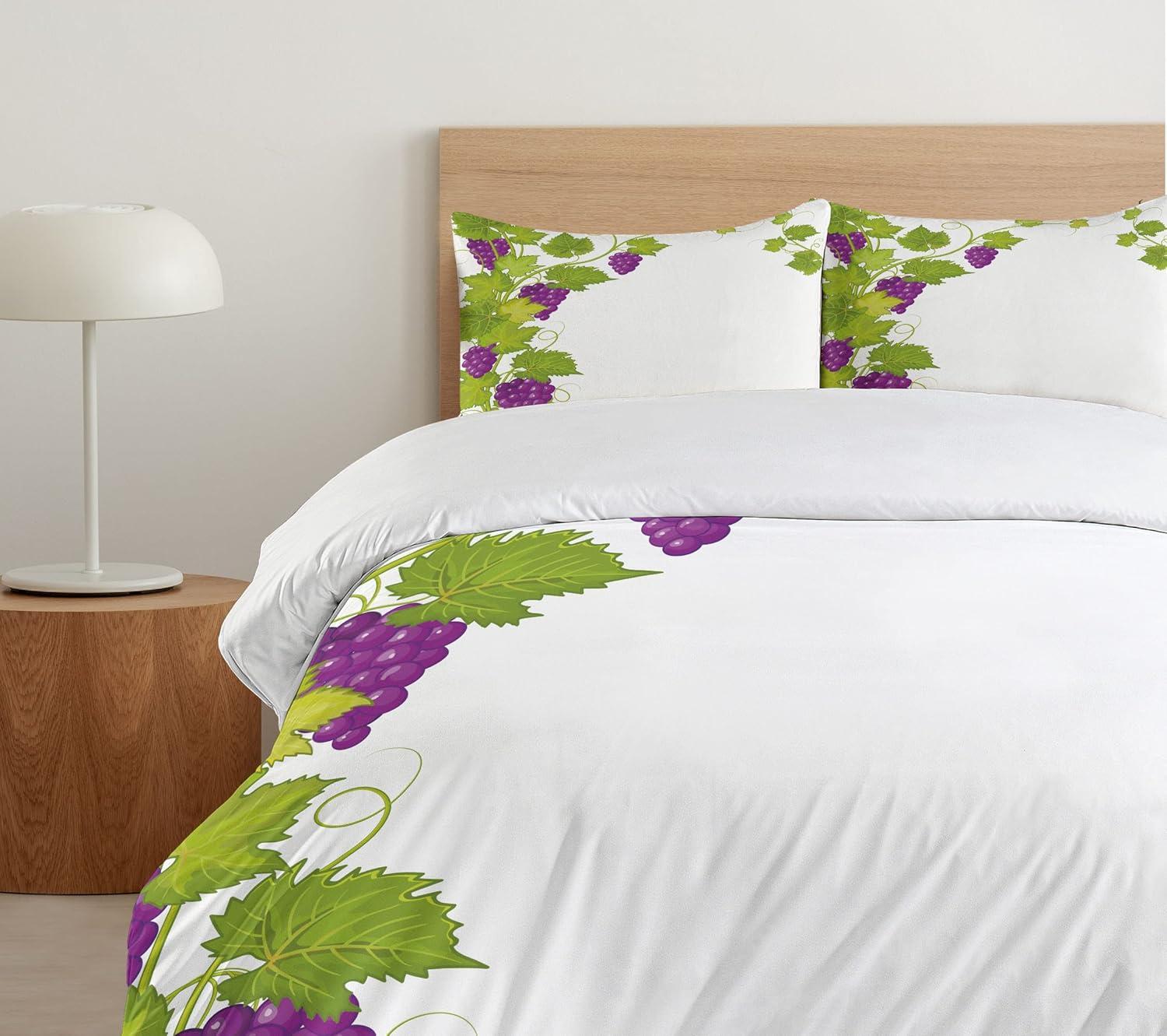 imageAmbesonne Valentines Day Duvet Cover Set Love Tree with Heart Romance Fruits Leaves Forest Couple Art Decorative 3 Piece Bedding Set with 2 Pillow Shams King Size Vermilion BlackViolet Green