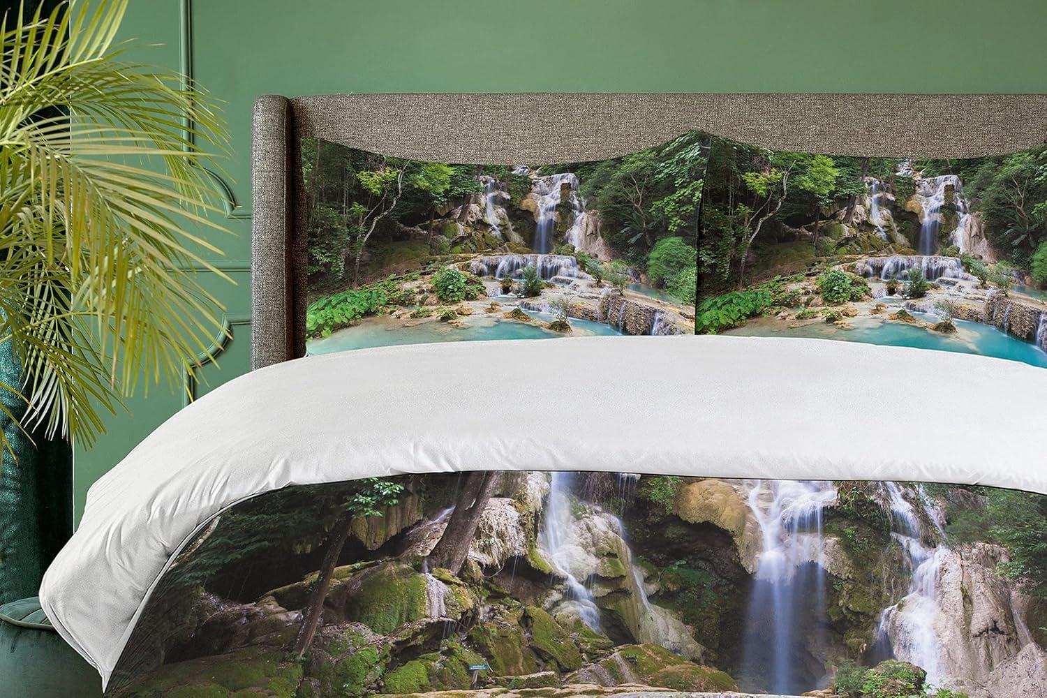 imageAmbesonne Valentines Day Duvet Cover Set Love Tree with Heart Romance Fruits Leaves Forest Couple Art Decorative 3 Piece Bedding Set with 2 Pillow Shams King Size Vermilion BlackBlue and Green