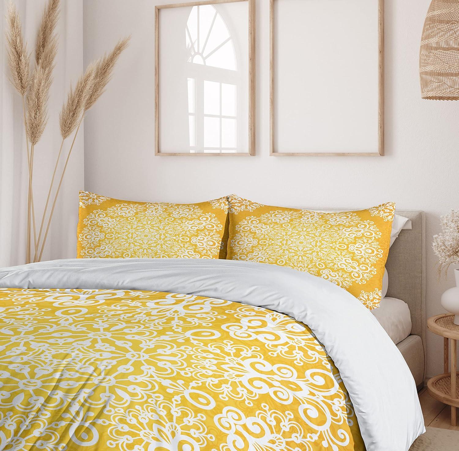 imageAmbesonne Valentines Day Duvet Cover Set Love Tree with Heart Romance Fruits Leaves Forest Couple Art Decorative 3 Piece Bedding Set with 2 Pillow Shams King Size Vermilion BlackYellow and White