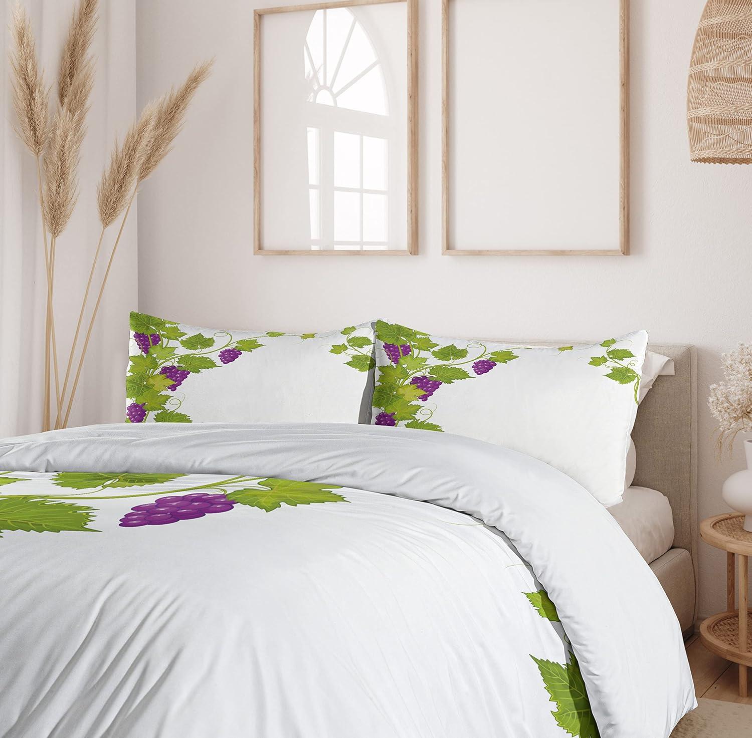 imageAmbesonne Valentines Day Duvet Cover Set Love Tree with Heart Romance Fruits Leaves Forest Couple Art Decorative 3 Piece Bedding Set with 2 Pillow Shams King Size Vermilion BlackViolet Green