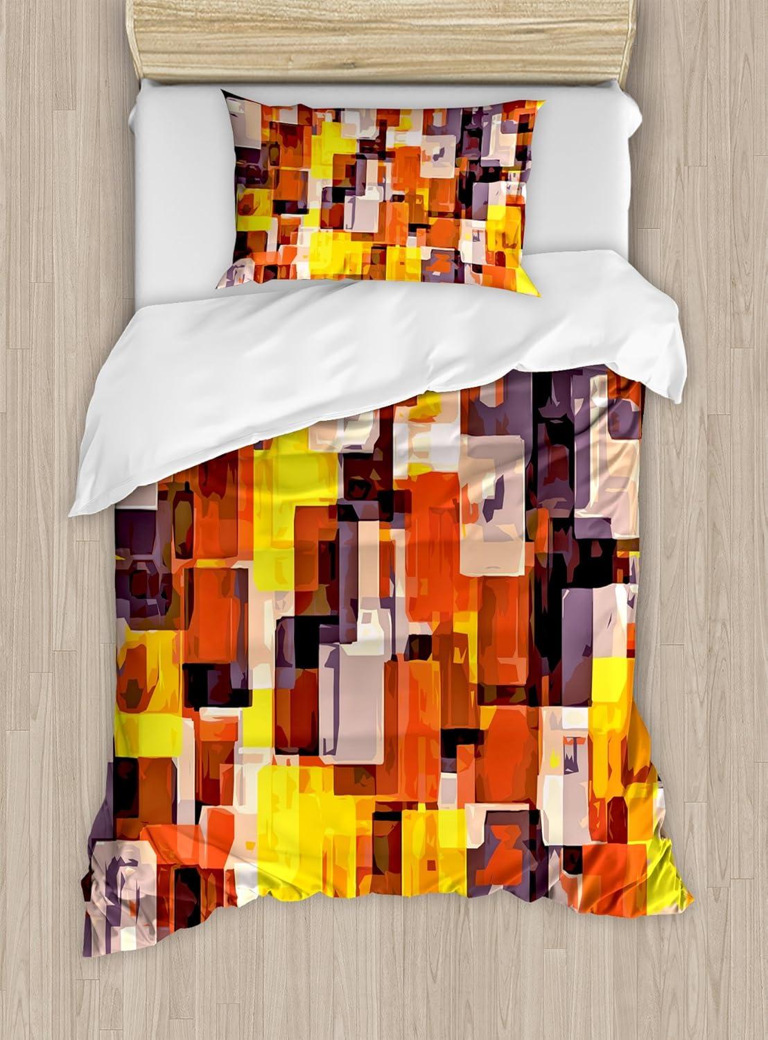 imageAmbesonne Valentines Day Duvet Cover Set Love Tree with Heart Romance Fruits Leaves Forest Couple Art Decorative 3 Piece Bedding Set with 2 Pillow Shams King Size Vermilion BlackOrange Yellow and White