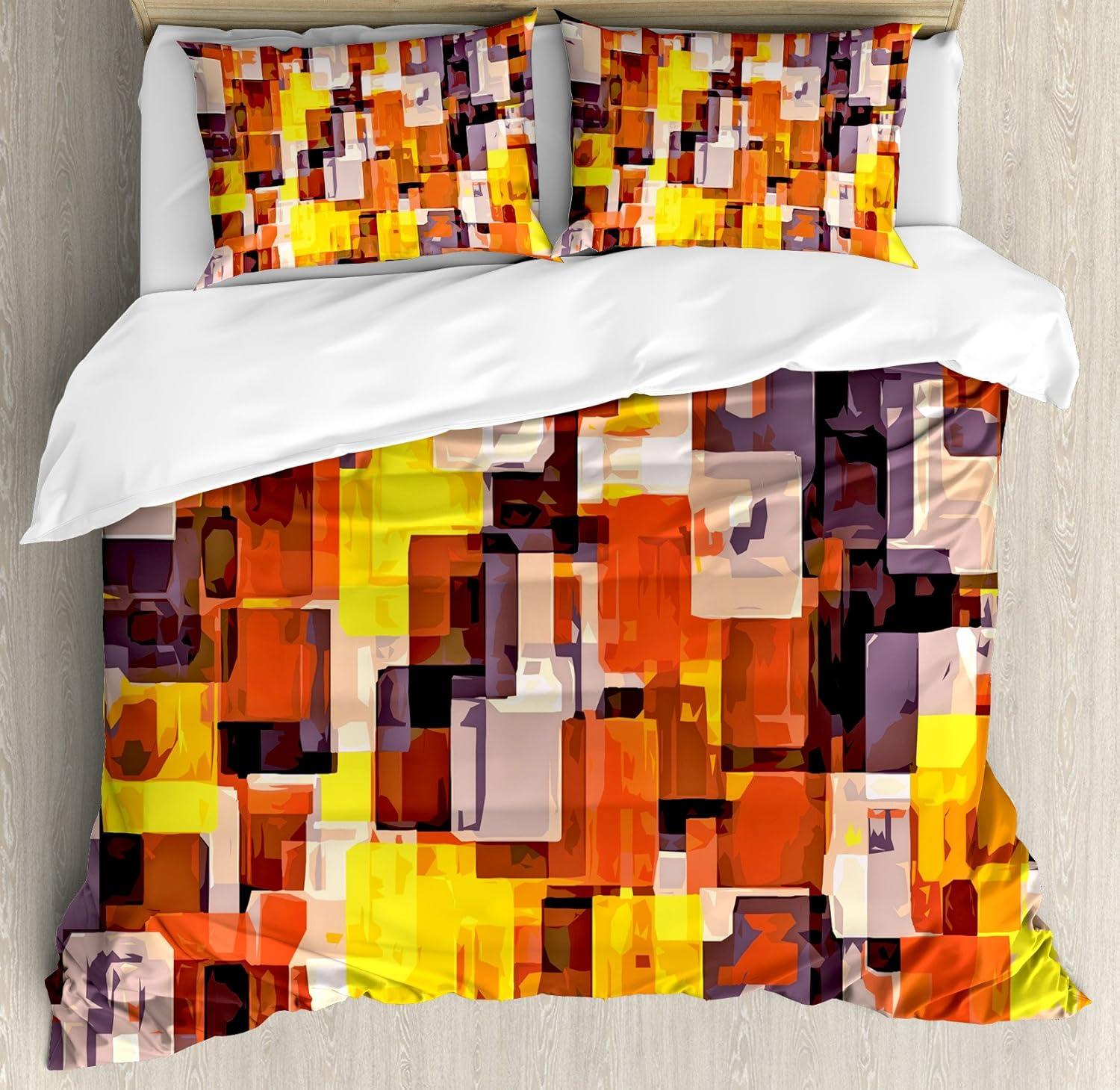 imageAmbesonne Valentines Day Duvet Cover Set Love Tree with Heart Romance Fruits Leaves Forest Couple Art Decorative 3 Piece Bedding Set with 2 Pillow Shams King Size Vermilion BlackOrange Yellow and White