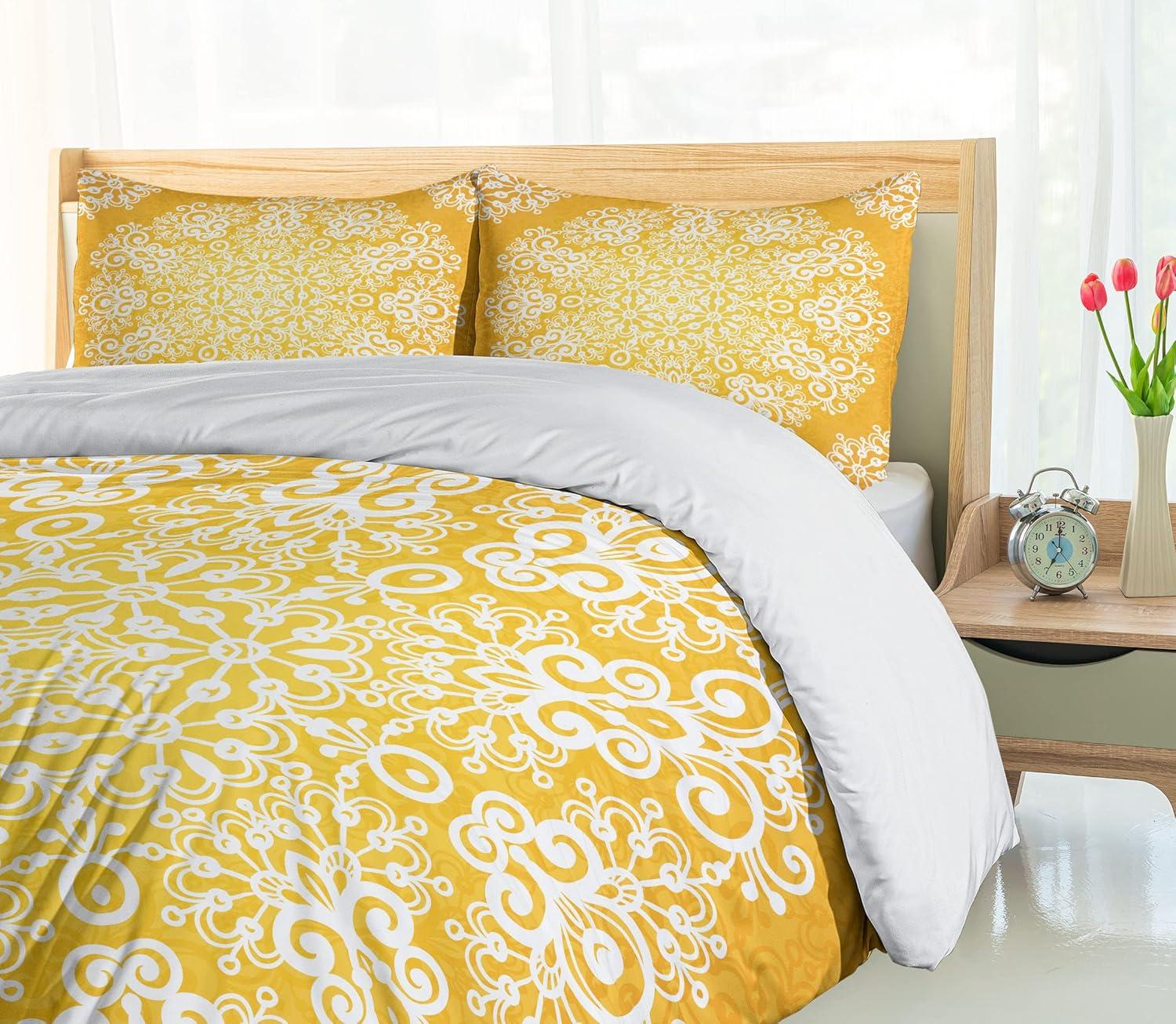 imageAmbesonne Valentines Day Duvet Cover Set Love Tree with Heart Romance Fruits Leaves Forest Couple Art Decorative 3 Piece Bedding Set with 2 Pillow Shams King Size Vermilion BlackYellow and White