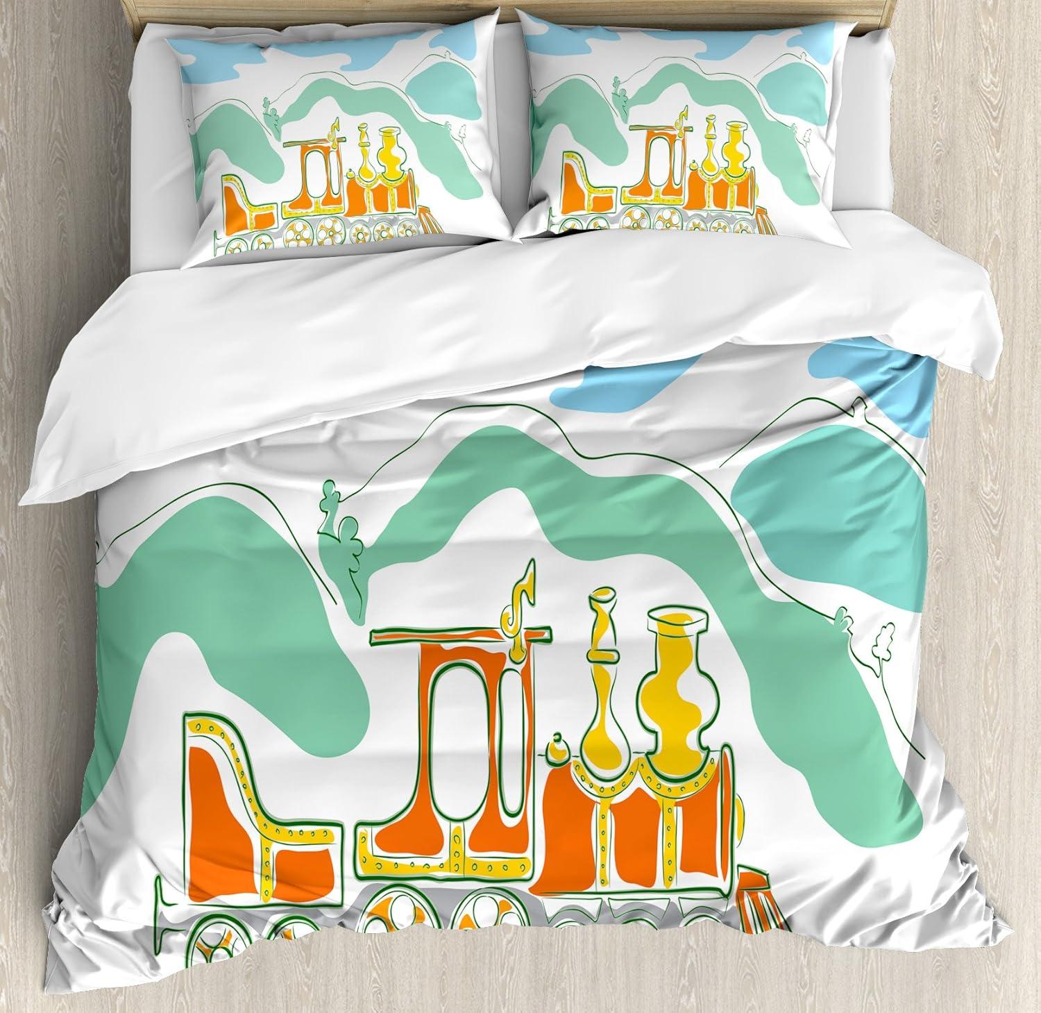 imageAmbesonne Valentines Day Duvet Cover Set Love Tree with Heart Romance Fruits Leaves Forest Couple Art Decorative 3 Piece Bedding Set with 2 Pillow Shams King Size Vermilion BlackGreen Blue Orange