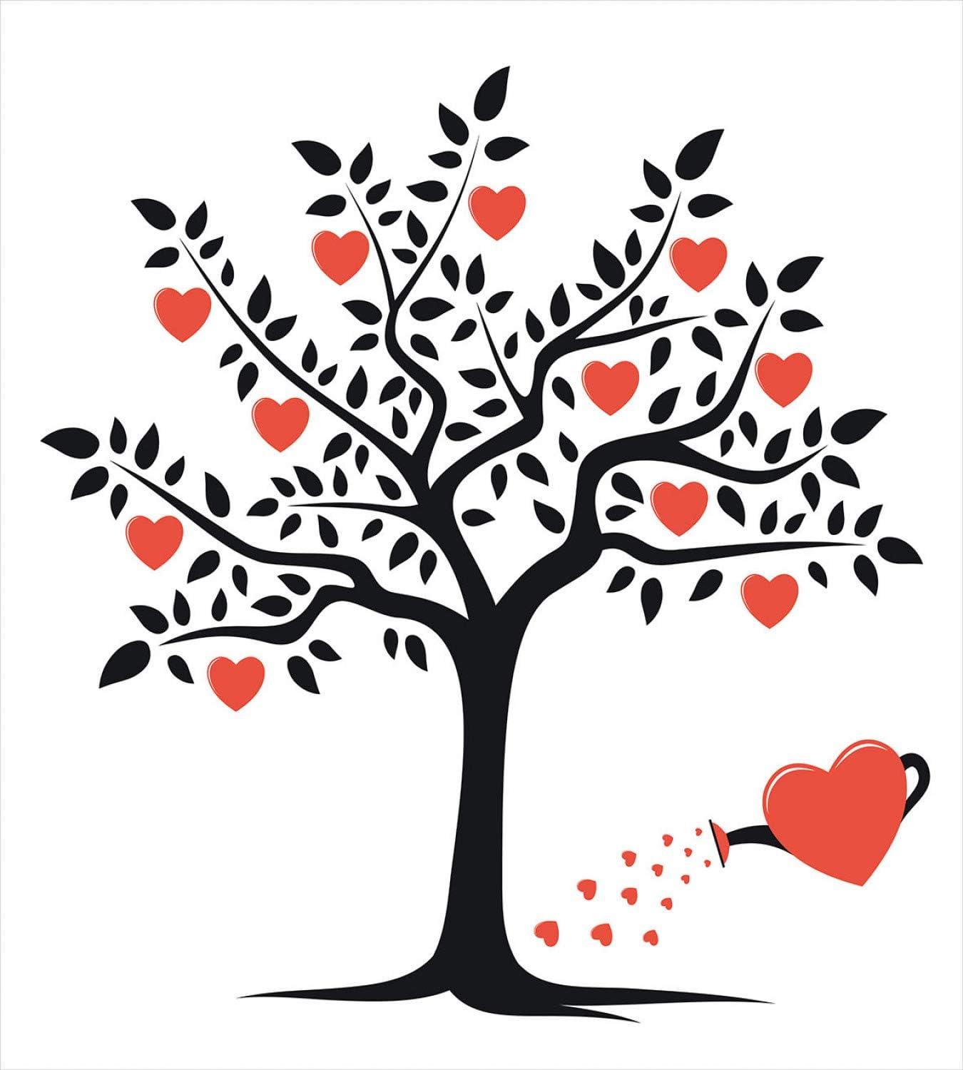 imageAmbesonne Valentines Day Duvet Cover Set Love Tree with Heart Romance Fruits Leaves Forest Couple Art Decorative 3 Piece Bedding Set with 2 Pillow Shams King Size Vermilion BlackVermilion Black