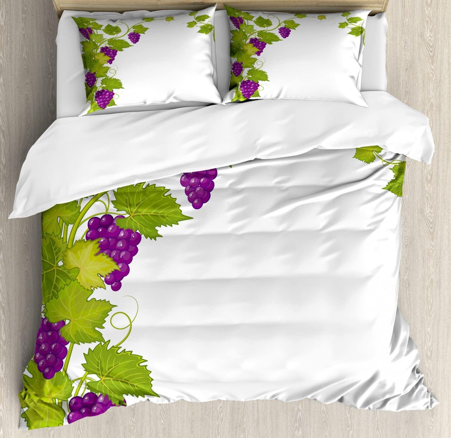 imageAmbesonne Valentines Day Duvet Cover Set Love Tree with Heart Romance Fruits Leaves Forest Couple Art Decorative 3 Piece Bedding Set with 2 Pillow Shams King Size Vermilion BlackViolet Green