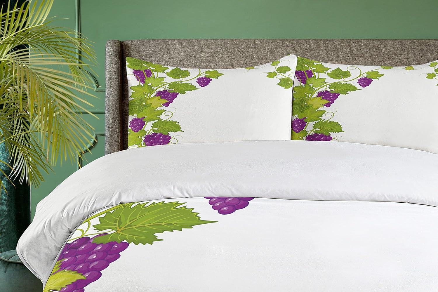 imageAmbesonne Valentines Day Duvet Cover Set Love Tree with Heart Romance Fruits Leaves Forest Couple Art Decorative 3 Piece Bedding Set with 2 Pillow Shams King Size Vermilion BlackViolet Green
