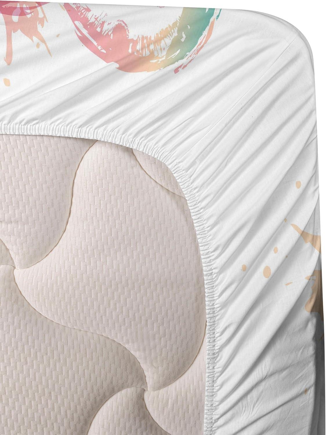 imageAmbesonne Xo Sheet Set Love You Hugs Kisses Watercolor Splashes Heart Valentines Art Fitted and Flat Sheet with Pillowcase Bedding Accent 3 Piece Set Twin XL Mint Green White