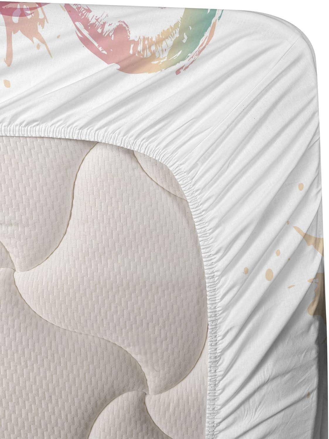 imageAmbesonne Xo Sheet Set Love You Hugs Kisses Watercolor Splashes Heart Valentines Art Fitted and Flat Sheet with Pillowcase Bedding Accent 3 Piece Set Twin XL Mint Green White