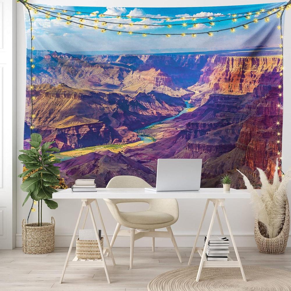 imageAmbesonne Canyon Tapestry Aerial View of Epic Grand Canyon Activity of River Stream over Rock Plateau Print Wide Wall Hanging for Bedroom Living Room Dorm 60 X 40 Blue Tan