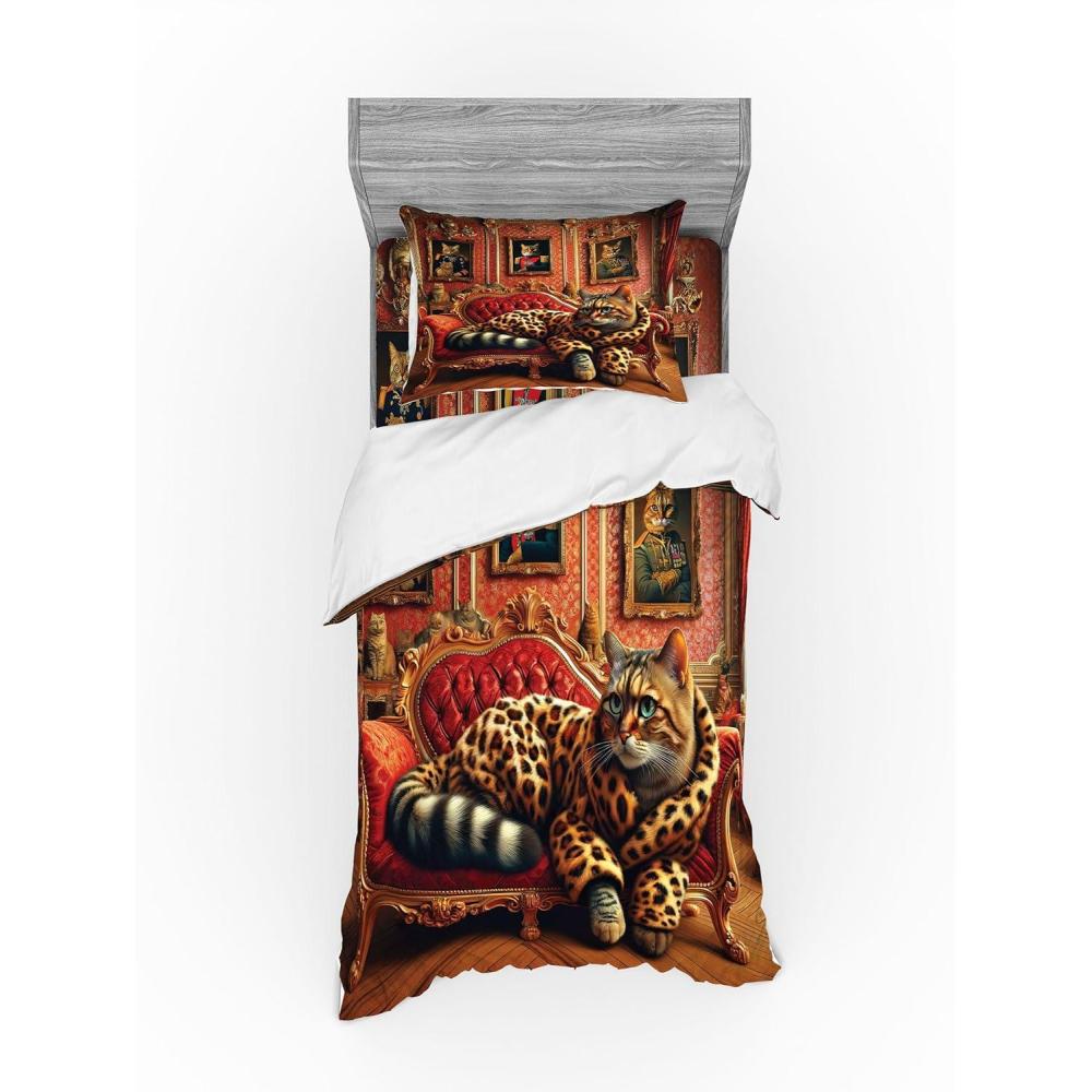 imageAmbesonne Cat Bedding Set Romantic Date Night of Kitties Drinking Milkshake Cozy Night Scene Valentines 4 Piece Duvet Cover Set with Shams and Fitted Sheet Queen Size Dark Blue ApricotMarigold Salmon