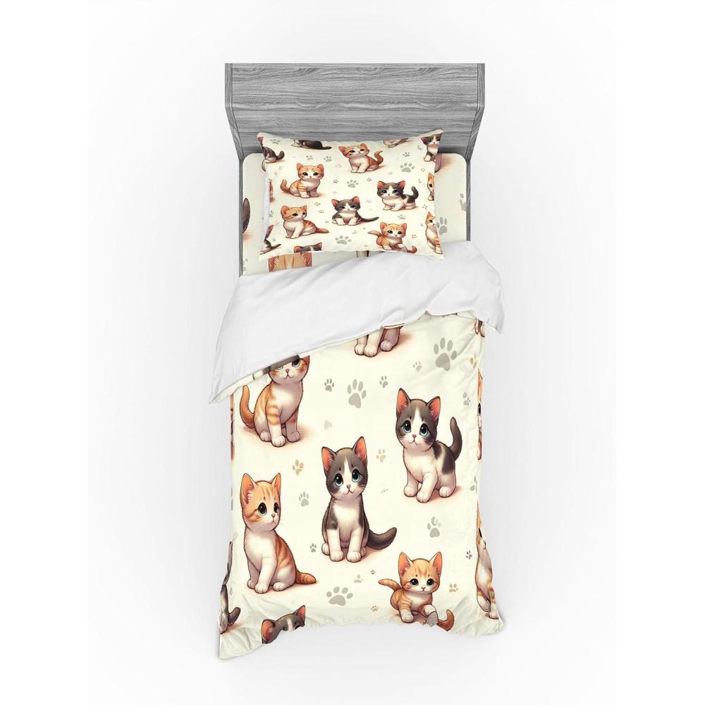 imageAmbesonne Cat Bedding Set Romantic Date Night of Kitties Drinking Milkshake Cozy Night Scene Valentines 4 Piece Duvet Cover Set with Shams and Fitted Sheet Queen Size Dark Blue ApricotIvory Apricot and Dark Grey