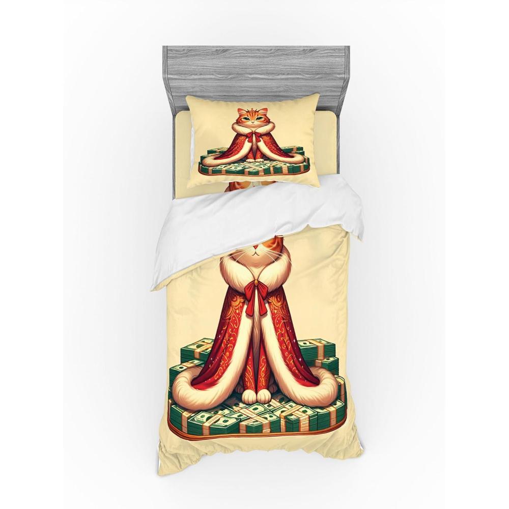 imageAmbesonne Cat Bedding Set Romantic Date Night of Kitties Drinking Milkshake Cozy Night Scene Valentines 4 Piece Duvet Cover Set with Shams and Fitted Sheet Queen Size Dark Blue ApricotCream Hunter Green and Orange