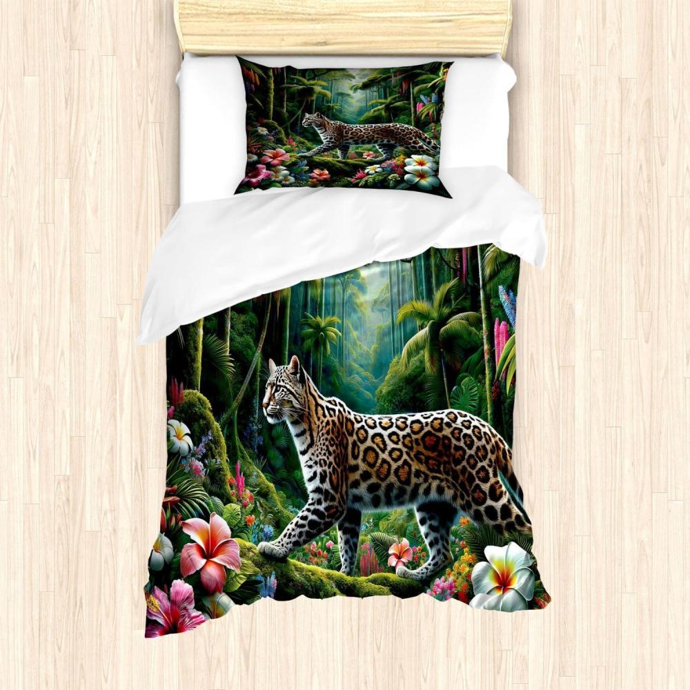imageAmbesonne Cat Duvet Cover Set Romantic Date Night of Kitties Drinking Milkshake Cozy Night Scene Valentines Decorative 3 Piece Bedding Set with 2 Pillow Shams California King Dark Blue ApricotGreen and Multicolor