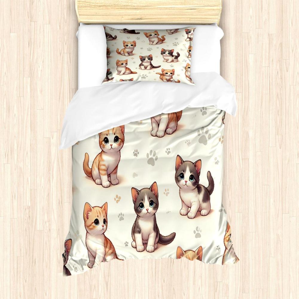 imageAmbesonne Cat Duvet Cover Set Romantic Date Night of Kitties Drinking Milkshake Cozy Night Scene Valentines Decorative 3 Piece Bedding Set with 2 Pillow Shams California King Dark Blue ApricotIvory Apricot and Dark Grey