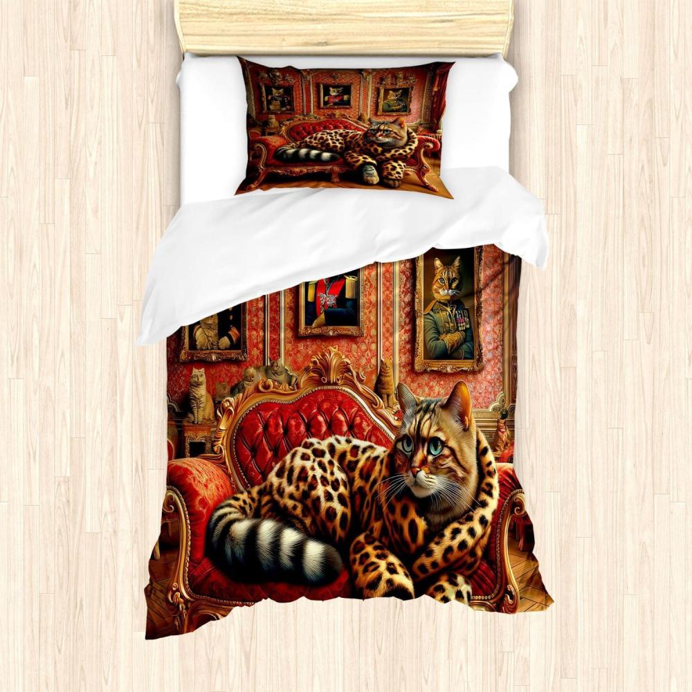 imageAmbesonne Cat Duvet Cover Set Romantic Date Night of Kitties Drinking Milkshake Cozy Night Scene Valentines Decorative 3 Piece Bedding Set with 2 Pillow Shams California King Dark Blue ApricotMarigold Salmon