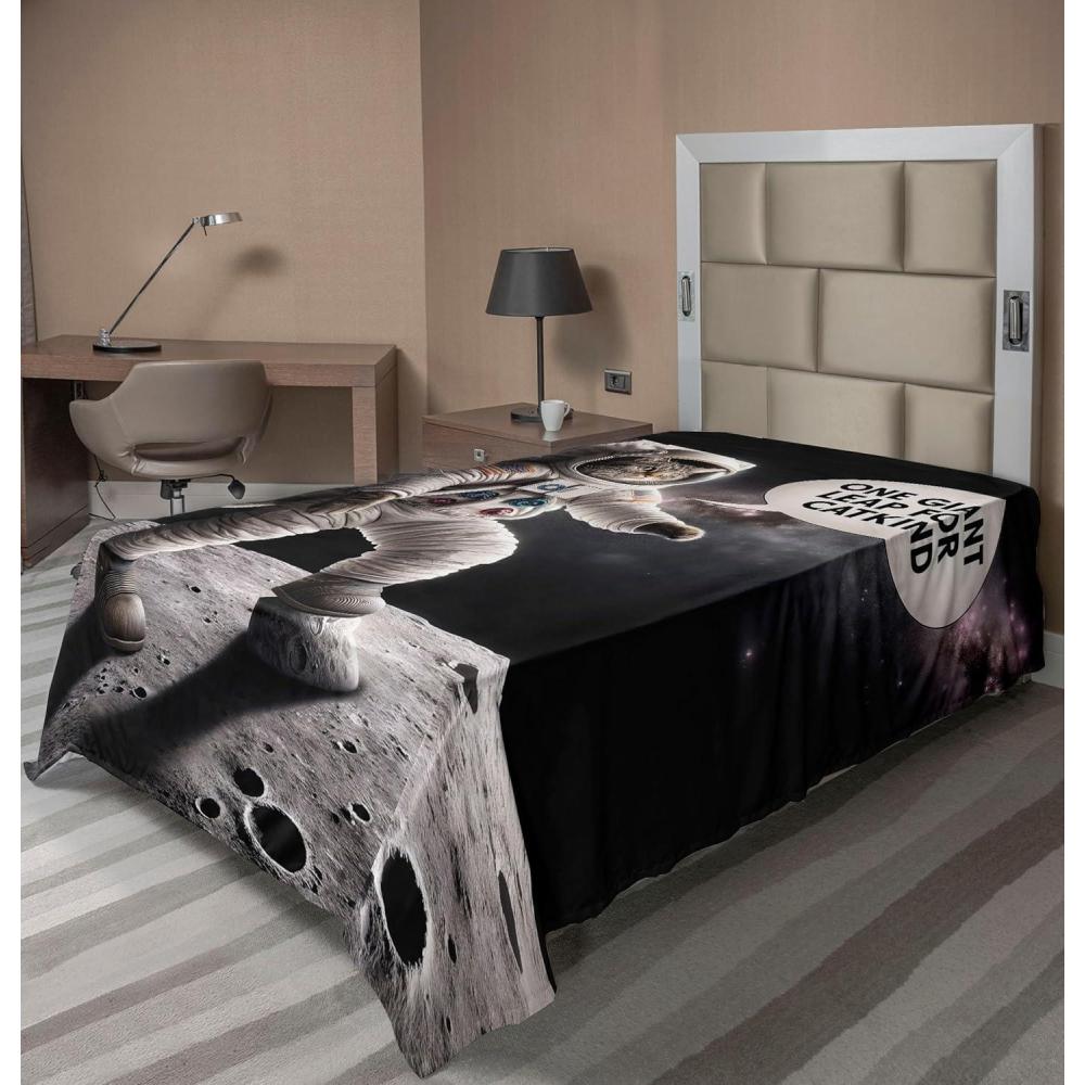 imageAmbesonne Cat Flat Sheet Romantic Date Night of Kitties Drinking Milkshake Cozy Night Scene Valentines Soft and Comfortable Top Sheet Decorative Bedding 1 Piece Full Size Dark Blue ApricotDark Purple Grey Coconut