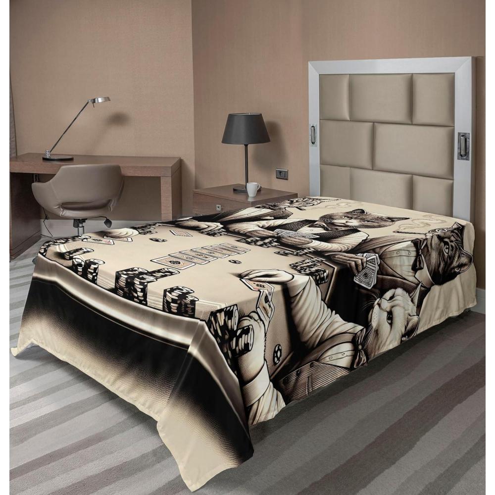 imageAmbesonne Cat Flat Sheet Romantic Date Night of Kitties Drinking Milkshake Cozy Night Scene Valentines Soft and Comfortable Top Sheet Decorative Bedding 1 Piece Full Size Dark Blue ApricotIvory Dark Taupe
