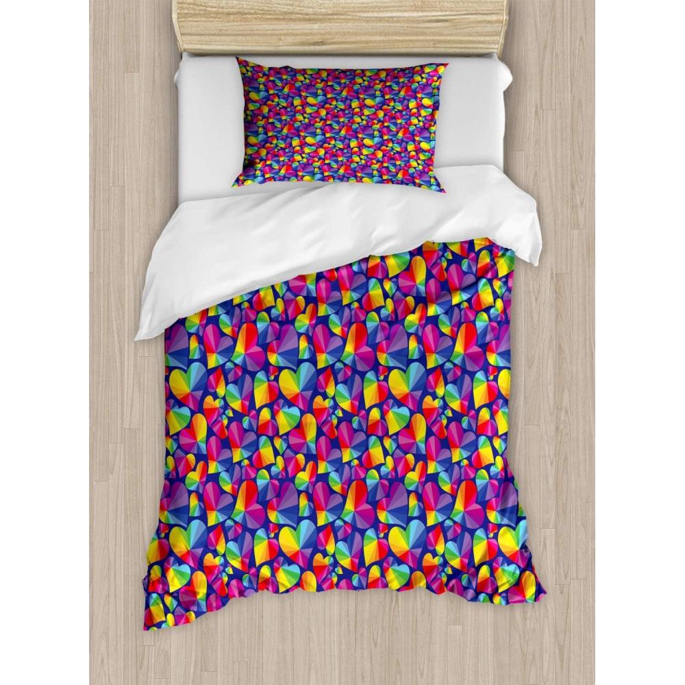imageAmbesonne Dog Driver Duvet Cover Set Romantic Chihuahua with Balloon Rose Flower Valentines Love Date Celebration Decorative 3 Piece Bedding Set with 2 Pillow Shams King Size Red YellowPurple Yellow