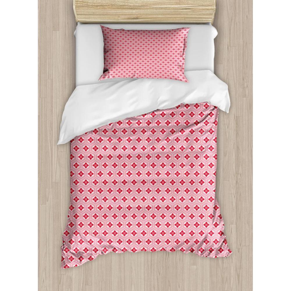 imageAmbesonne Dog Driver Duvet Cover Set Romantic Chihuahua with Balloon Rose Flower Valentines Love Date Celebration Decorative 3 Piece Bedding Set with 2 Pillow Shams King Size Red YellowDark Coral White