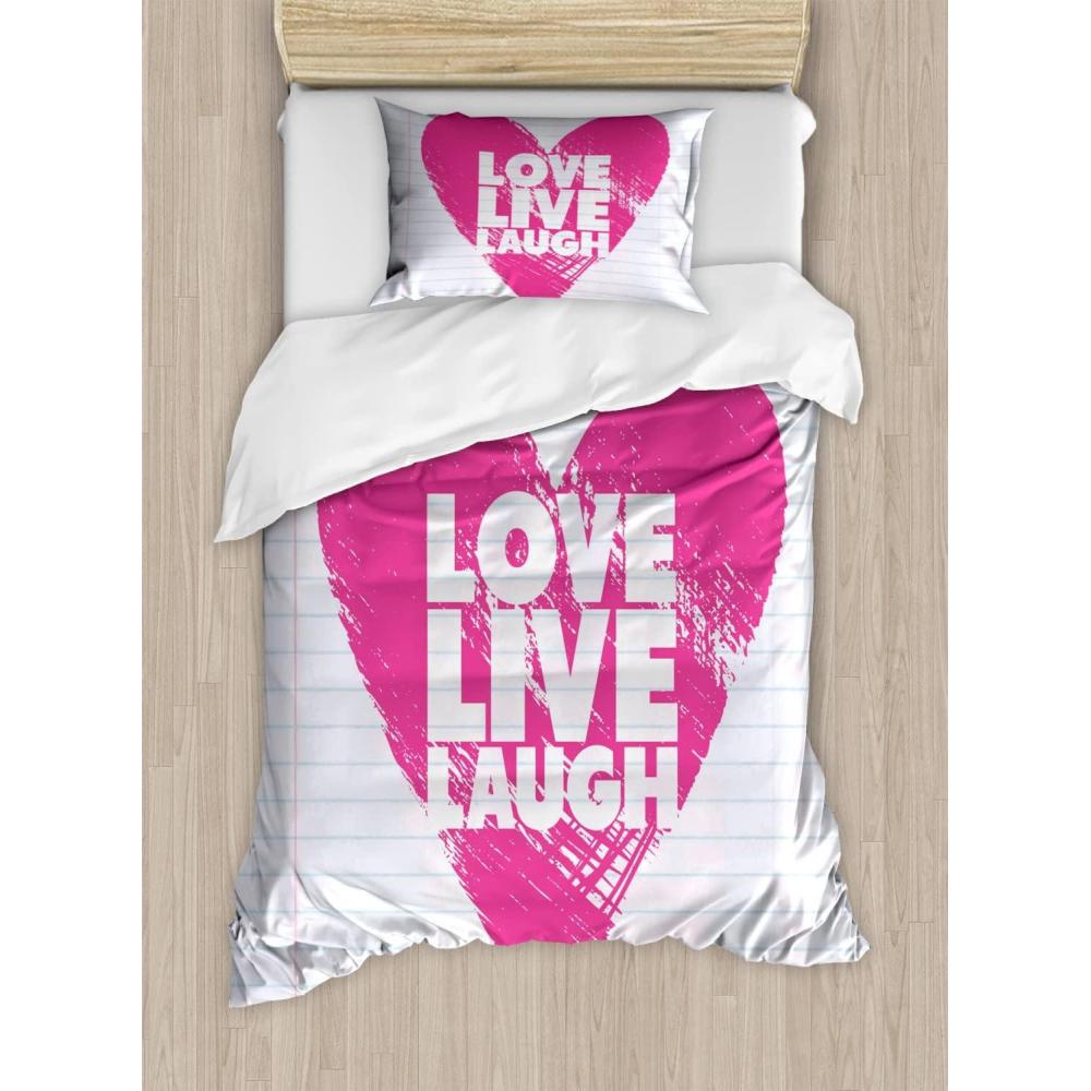 imageAmbesonne Dog Driver Duvet Cover Set Romantic Chihuahua with Balloon Rose Flower Valentines Love Date Celebration Decorative 3 Piece Bedding Set with 2 Pillow Shams King Size Red YellowHot Pink White