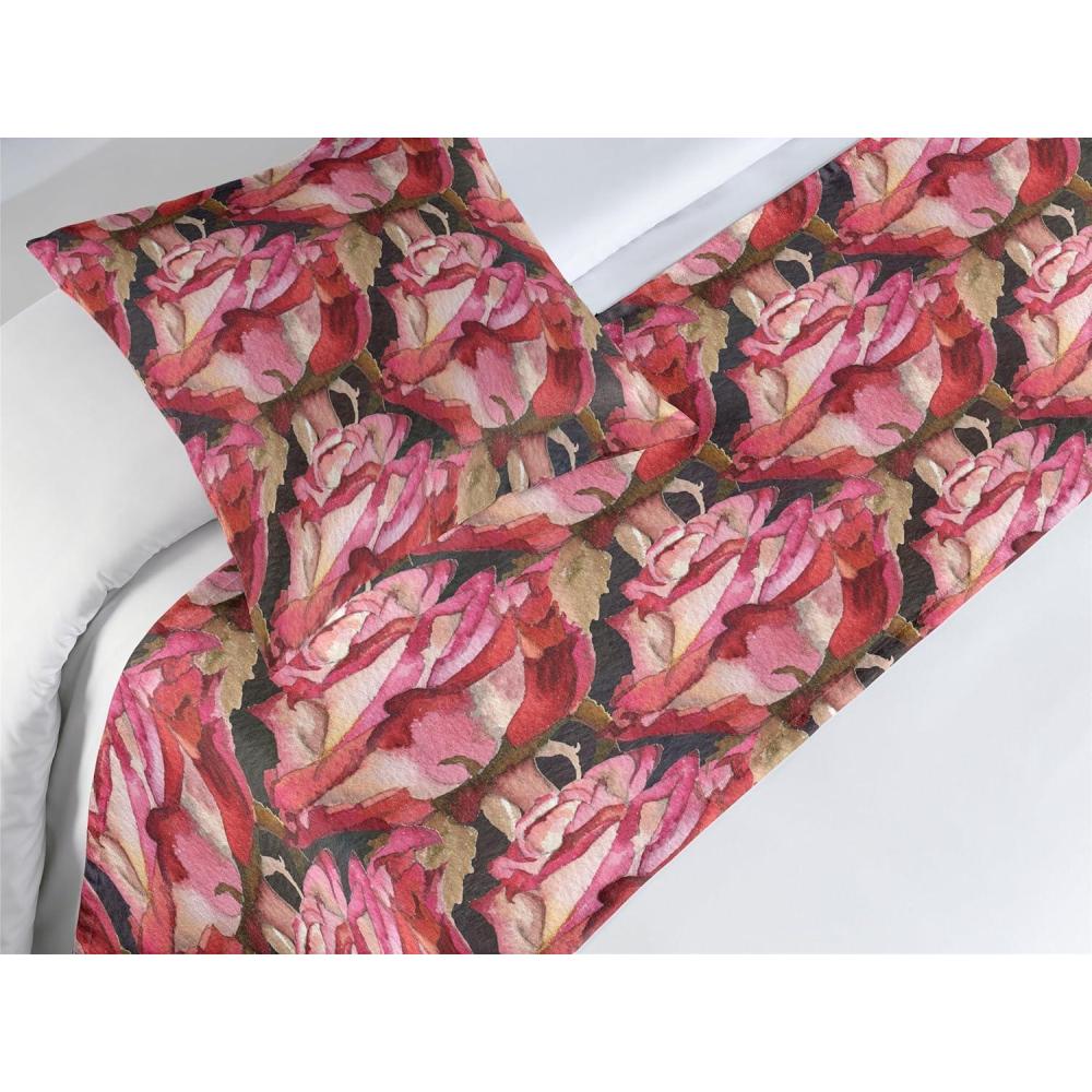 imageAmbesonne Floral Bed Runner Set Realistic Painting Print A Million Roses to My Love Valentines Day Decorative Bedding Scarf and 2 Pillow Shams for Hotels Homes King Pale Pink Dark Pink and EcruPale Pink Dark Pink and Ecru