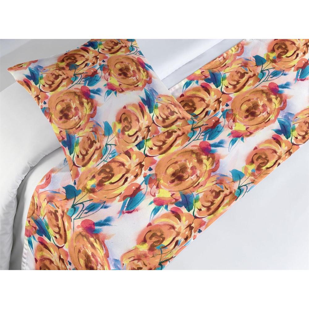 imageAmbesonne Floral Bed Runner Set Realistic Painting Print A Million Roses to My Love Valentines Day Decorative Bedding Scarf and 2 Pillow Shams for Hotels Homes King Pale Pink Dark Pink and EcruGinger Sea Blue Rose