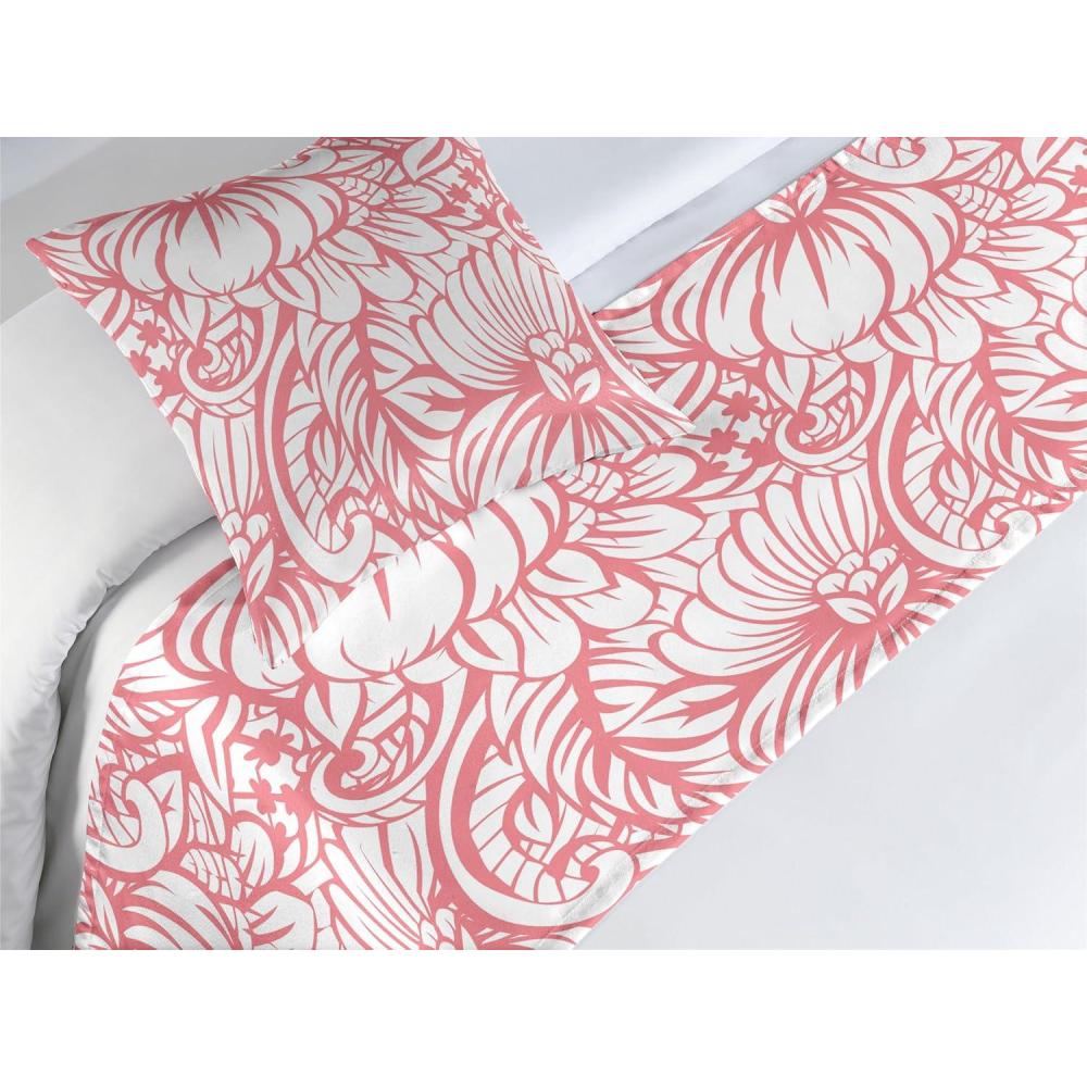 imageAmbesonne Floral Bed Runner Set Realistic Painting Print A Million Roses to My Love Valentines Day Decorative Bedding Scarf and 2 Pillow Shams for Hotels Homes King Pale Pink Dark Pink and EcruPale Ruby White