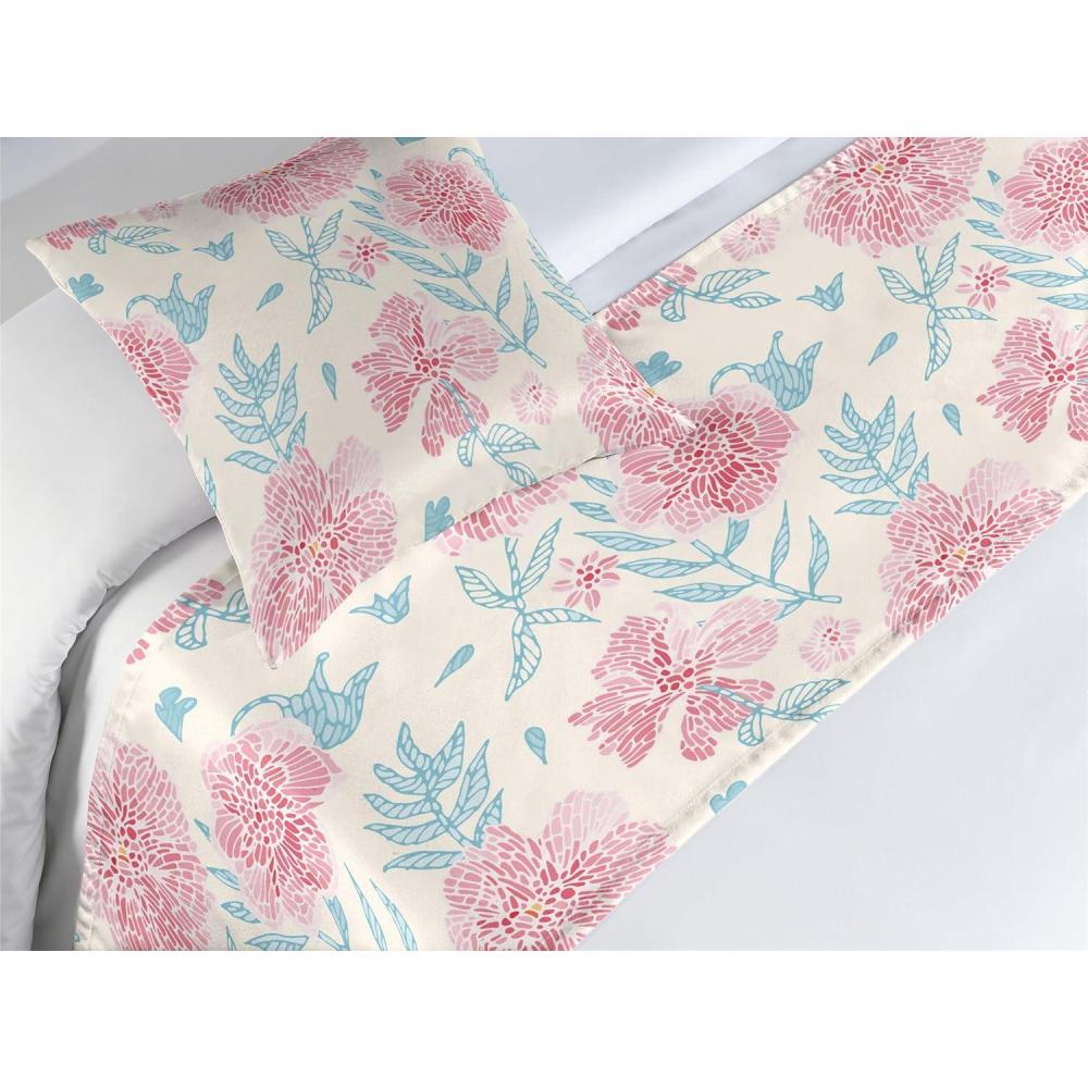 imageAmbesonne Floral Bed Runner Set Realistic Painting Print A Million Roses to My Love Valentines Day Decorative Bedding Scarf and 2 Pillow Shams for Hotels Homes King Pale Pink Dark Pink and EcruRuby Beige and Sea Blue