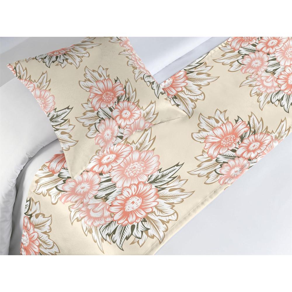 imageAmbesonne Floral Bed Runner Set Realistic Painting Print A Million Roses to My Love Valentines Day Decorative Bedding Scarf and 2 Pillow Shams for Hotels Homes King Pale Pink Dark Pink and EcruBeige Coral and Dark Tan