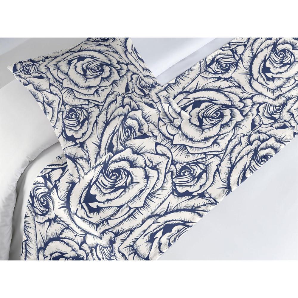 imageAmbesonne Floral Bed Runner Set Realistic Painting Print A Million Roses to My Love Valentines Day Decorative Bedding Scarf and 2 Pillow Shams for Hotels Homes King Pale Pink Dark Pink and EcruCoconut and Dark Indigo