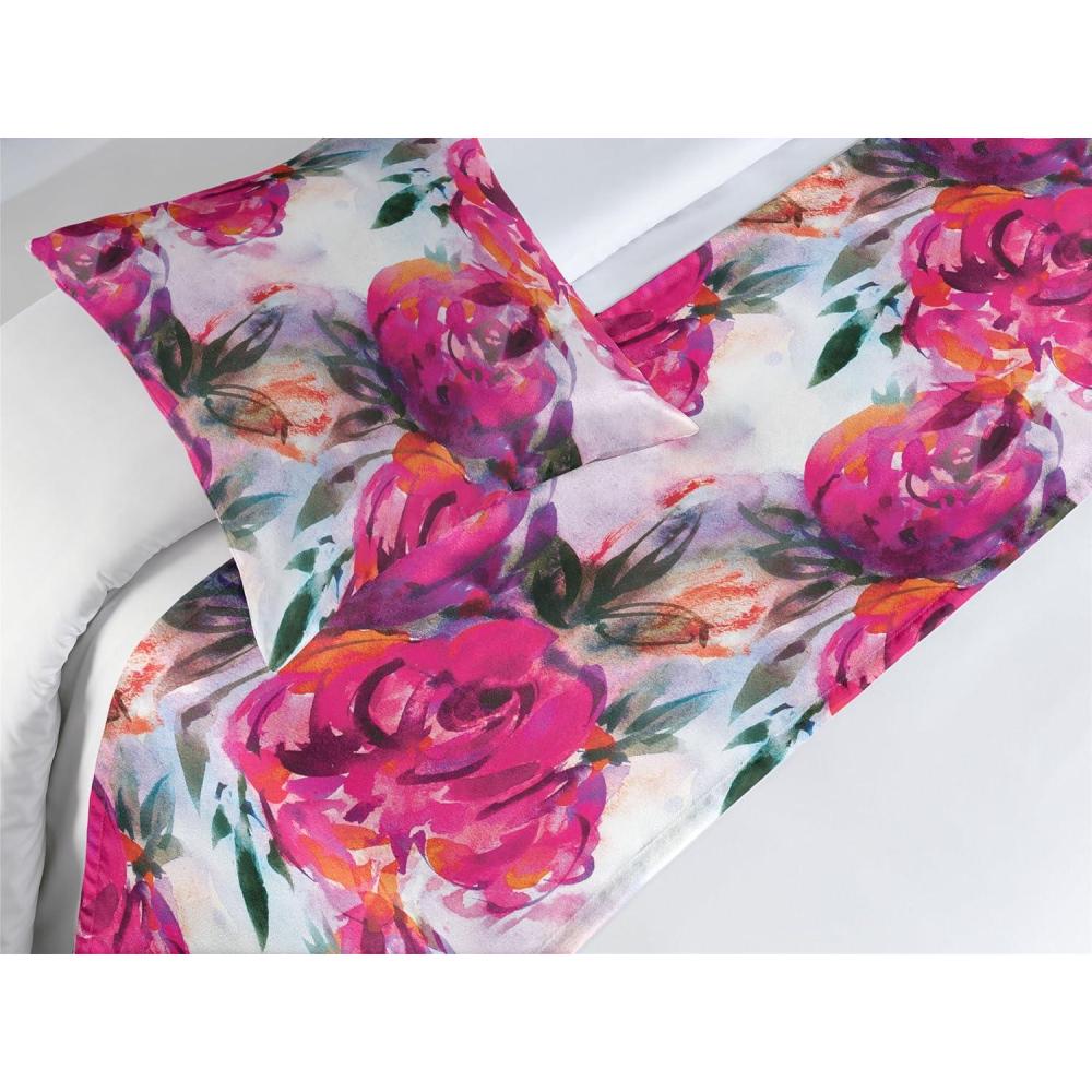 imageAmbesonne Floral Bed Runner Set Realistic Painting Print A Million Roses to My Love Valentines Day Decorative Bedding Scarf and 2 Pillow Shams for Hotels Homes King Pale Pink Dark Pink and EcruMagenta Army Green White