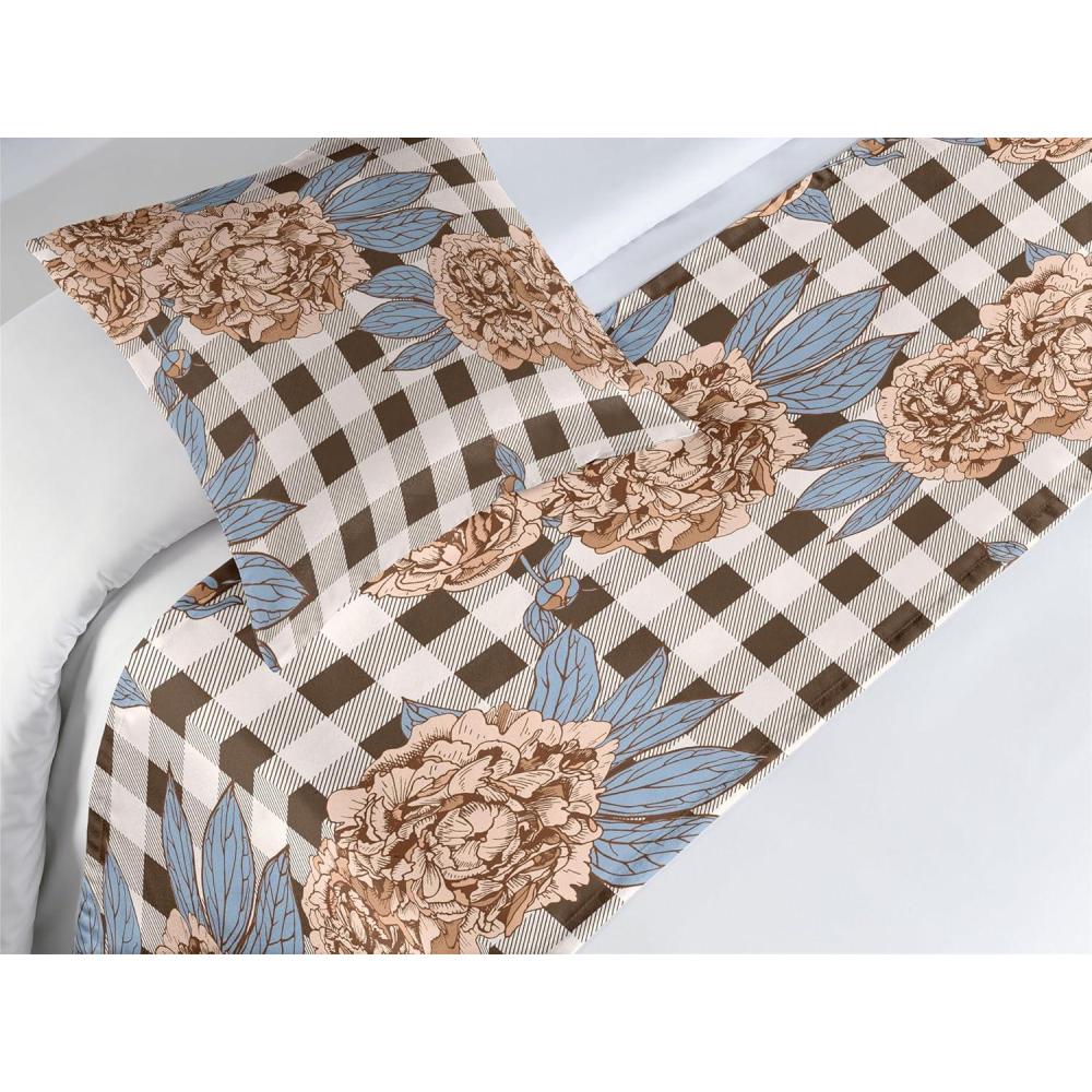 imageAmbesonne Floral Bed Runner Set Romantic Concept Art Featuring Rose Flowers Hearts Leaves Valentine Decorative Bedding Scarf and 2 Pillow Shams for Hotels Homes Queen Pastel Pink and Fern GreenPale Caramel and Slate Blue
